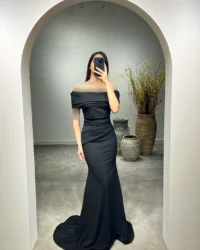 لباس ماکسی مجلسی با یقه قایقی برگردان - تصویر 6