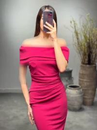 لباس ماکسی مجلسی با یقه قایقی برگردان - تصویر 11