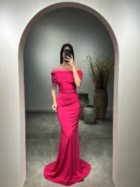 لباس ماکسی مجلسی با یقه قایقی برگردان - تصویر 10