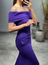 لباس ماکسی مجلسی با یقه قایقی برگردان - تصویر 9