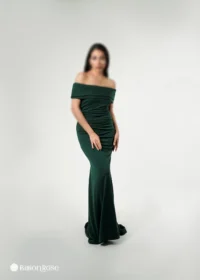 لباس ماکسی مجلسی با یقه قایقی برگردان