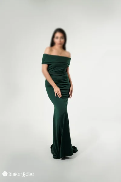 لباس ماکسی مجلسی با یقه قایقی برگردان