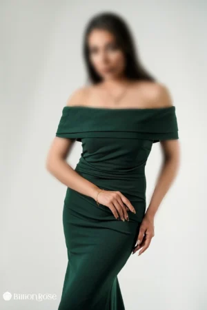 لباس ماکسی مجلسی با یقه قایقی برگردان