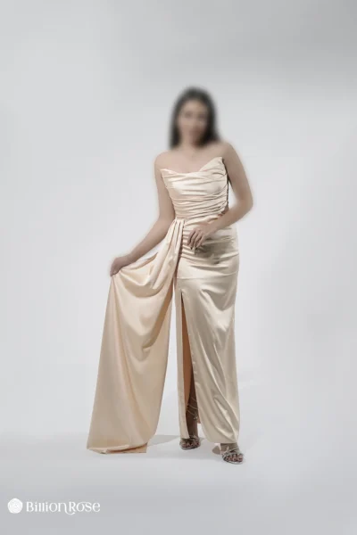 ماکسی مجلسی ساتن بدون آستین