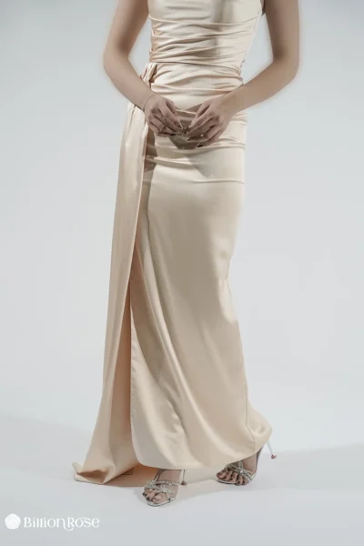 ماکسی مجلسی ساتن بدون آستین