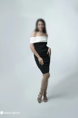 لباس مجلسی کوتاه با یقه قایقی برگردان