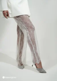 ست مجلسی کت بلند و شلوار تور