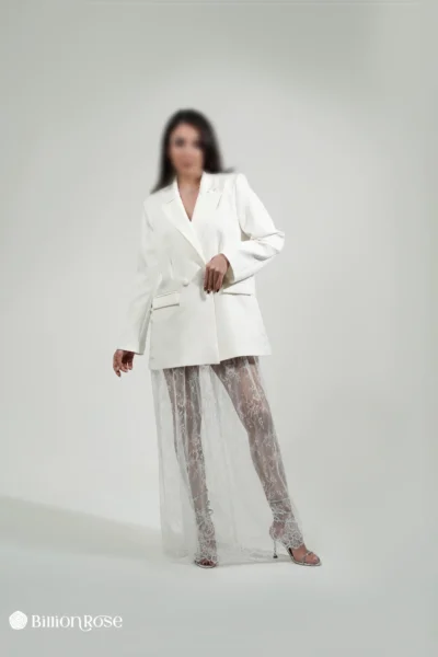 ست مجلسی کت بلند و شلوار تور