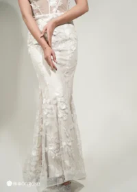 ماکسی مجلسی دکلته با طرح برجسته گل