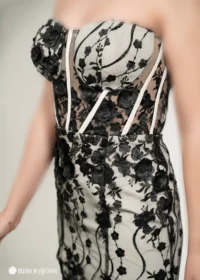 ماکسی مجلسی دکلته با طرح برجسته گل