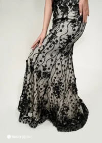 ماکسی مجلسی دکلته با طرح برجسته گل