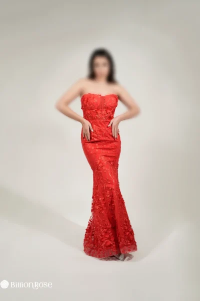 ماکسی مجلسی دکلته با طرح برجسته گل