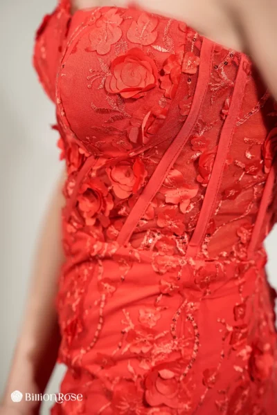 ماکسی مجلسی دکلته با طرح برجسته گل