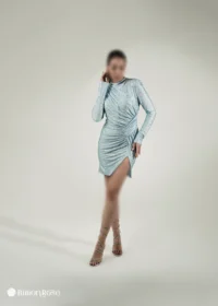 مینی‌ مجلسی یقه ایستاده تمام نگین‌دوزی