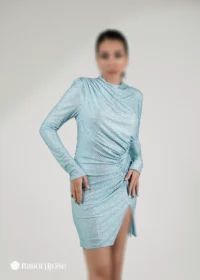 مینی‌ مجلسی یقه ایستاده تمام نگین‌دوزی