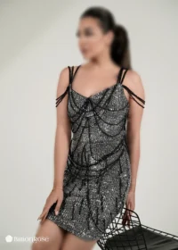 مینی مجلسی با سرشانه بندی مروارید دوزی شده