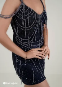 مینی مجلسی با سرشانه بندی مروارید دوزی شده