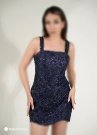 لباس کوتاه مجلسی تمام کار شده و سرشانه بندی