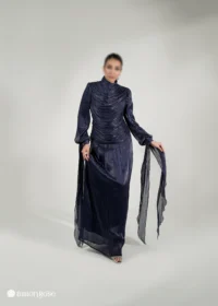 ماکسی مجلسی پوشیده با طراحی دراپه