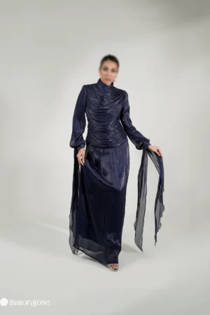 ماکسی مجلسی پوشیده با طراحی دراپه