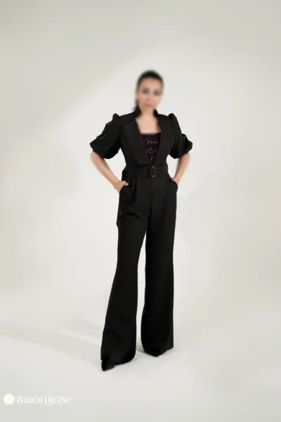 ست مجلسی لباس سرهمی و کراپ پولک دوزی شده