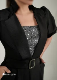 ست مجلسی لباس سرهمی و کراپ پولک دوزی شده