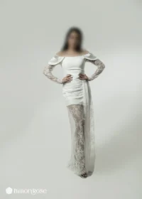 لباس مجلسی زنانه دنباله دار تور