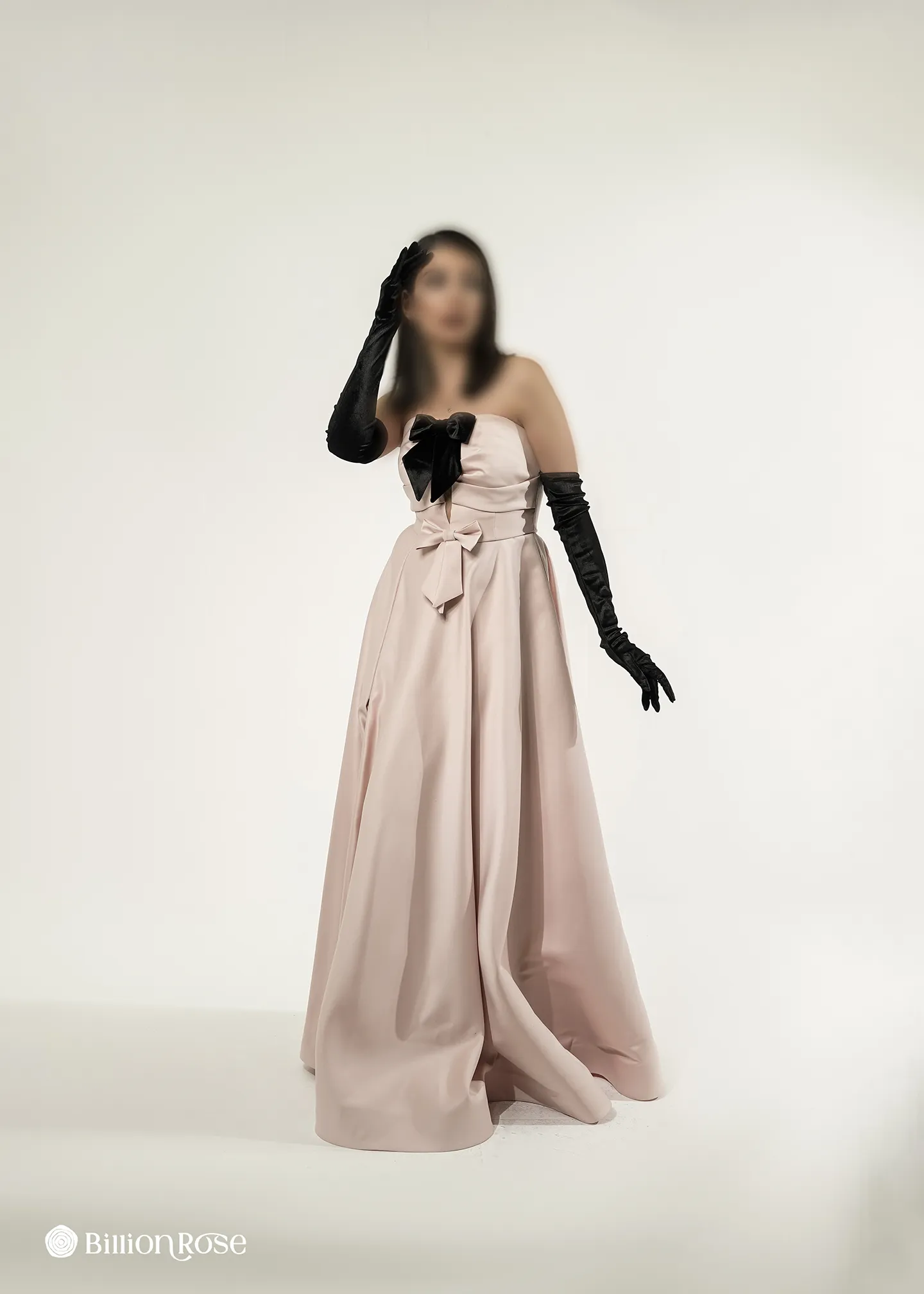 AD63 ماکسی مجلسه دکلته با دستکش بلند