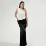 ماکسی مجلسی ساتن با یقه رومی