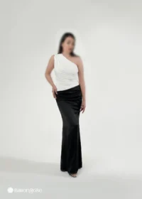 ماکسی مجلسی ساتن با یقه رومی