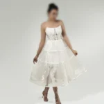 لباس میدی مجلسی با یقه دکلته و دامن تور