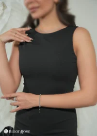 لباس کوتاه مجلسی بدون آستین با دامن پفی