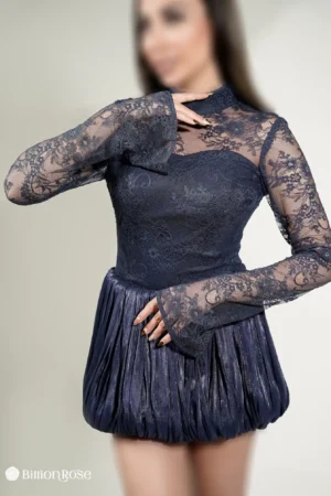 لباس کوتاه مجلسی با بالاتنه تور