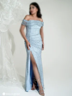 لباس بلند مجلسی با یقه آف شولدر