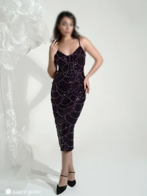 میدی مجلسی مروارید دوزی شده و سرشانه بندی