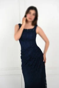 ماکسی مجلسی با یقه آف شولدر و سنگ دوزی شده