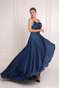 لباس بلند مجلسی با یقه دراپه