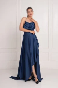 لباس بلند مجلسی با یقه دراپه