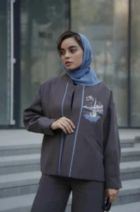 ژاکت بامبر دخترانه گلدوزی شده - تصویر 4