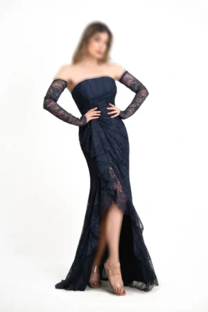 ماکسی مجلسی با آستین جدا و پارچه دانتل