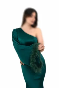 پیراهن میدی مجلسی یقه رومی تک آستین