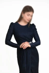 ماکسی مجلسی آستین دار با پارچه لمه کبریتی