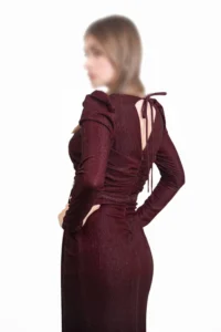 ماکسی مجلسی آستین دار با پارچه لمه کبریتی