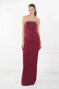 پیراهن شب ماکسی دکلته جواهردوزی شده