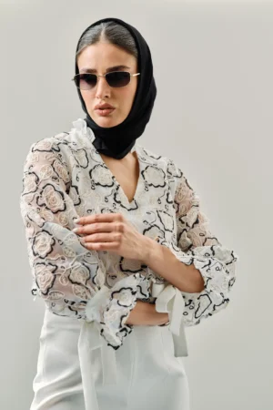 شومیز زنانه تور و گلدوزی شده