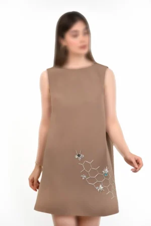 سارافون مینی مجلسی کرپ آستین حلقه ایی