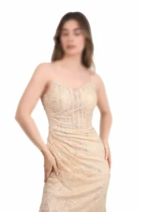پیراهن شب لوکس دکلته کارشده