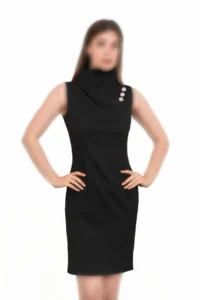 سارافون مجلسی کوتاه یقه ایستاده دکمه‌دار