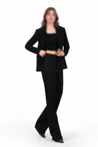 ست مجلسی زنانه (کراپ دانتل و کت شلوار کرپ) | استایل شیک و مدرن